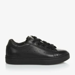 Geox School Shoes*Boys Black Leather Trainers