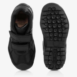 Geox School Shoes*Boys Black Leather Trainers