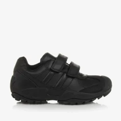 Geox School Shoes*Boys Black Leather Trainers