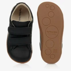 Tip Toey Joey Trainers|School Shoes*Boys Black Leather Velcro Trainers