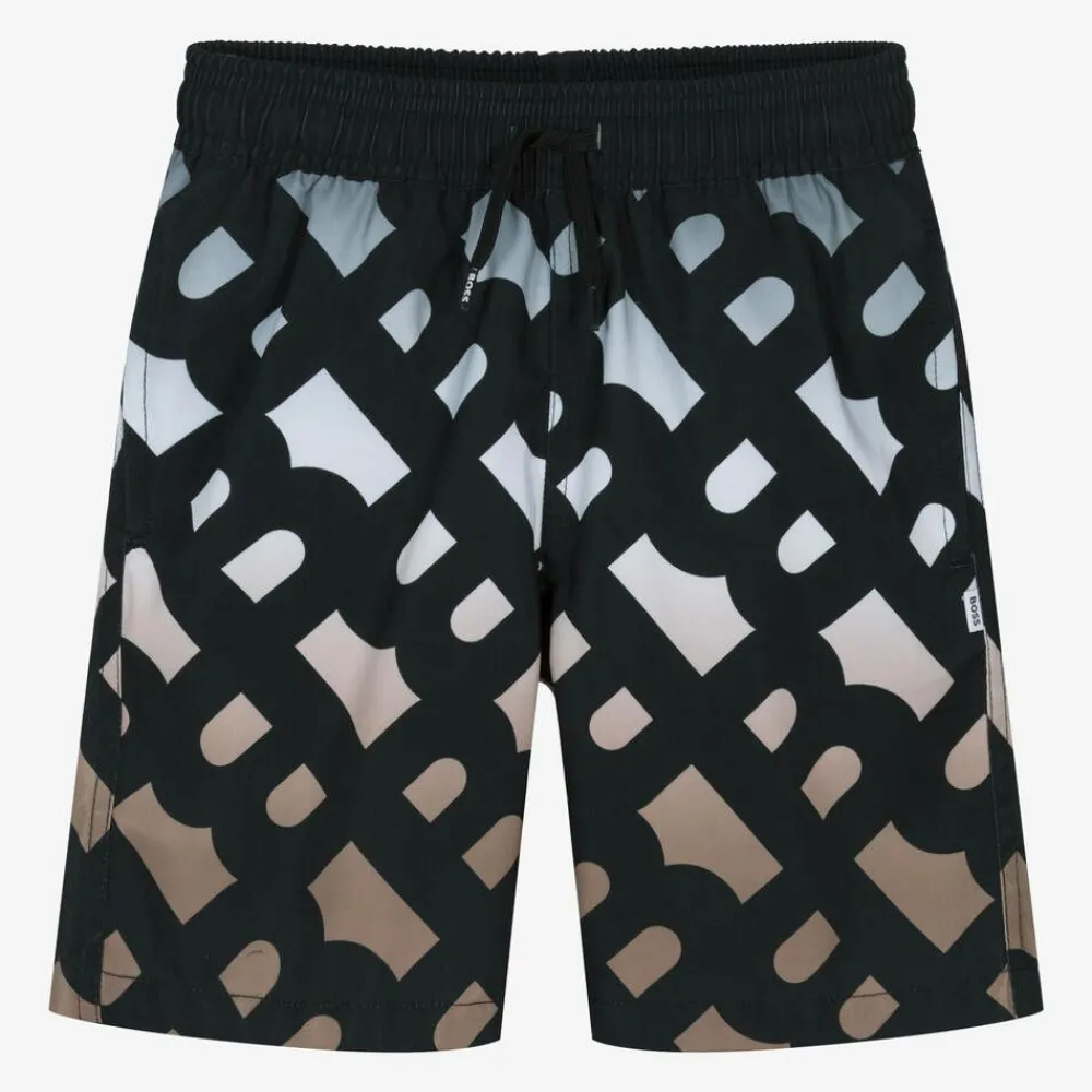 BOSS Swimwear*Boys Black Monogram Swim Shorts