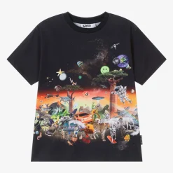 Molo Tops*Boys Black Organic Cotton Graphic T-Shirt
