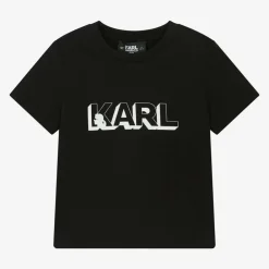 KARL LAGERFELD KIDS Tops*Boys Black Organic Cotton T-Shirt