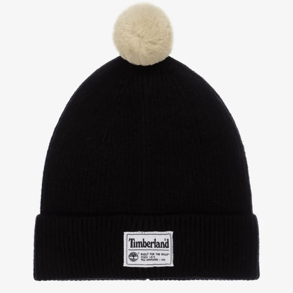Timberland Hats*Boys Black Ribbed Beanie Hat