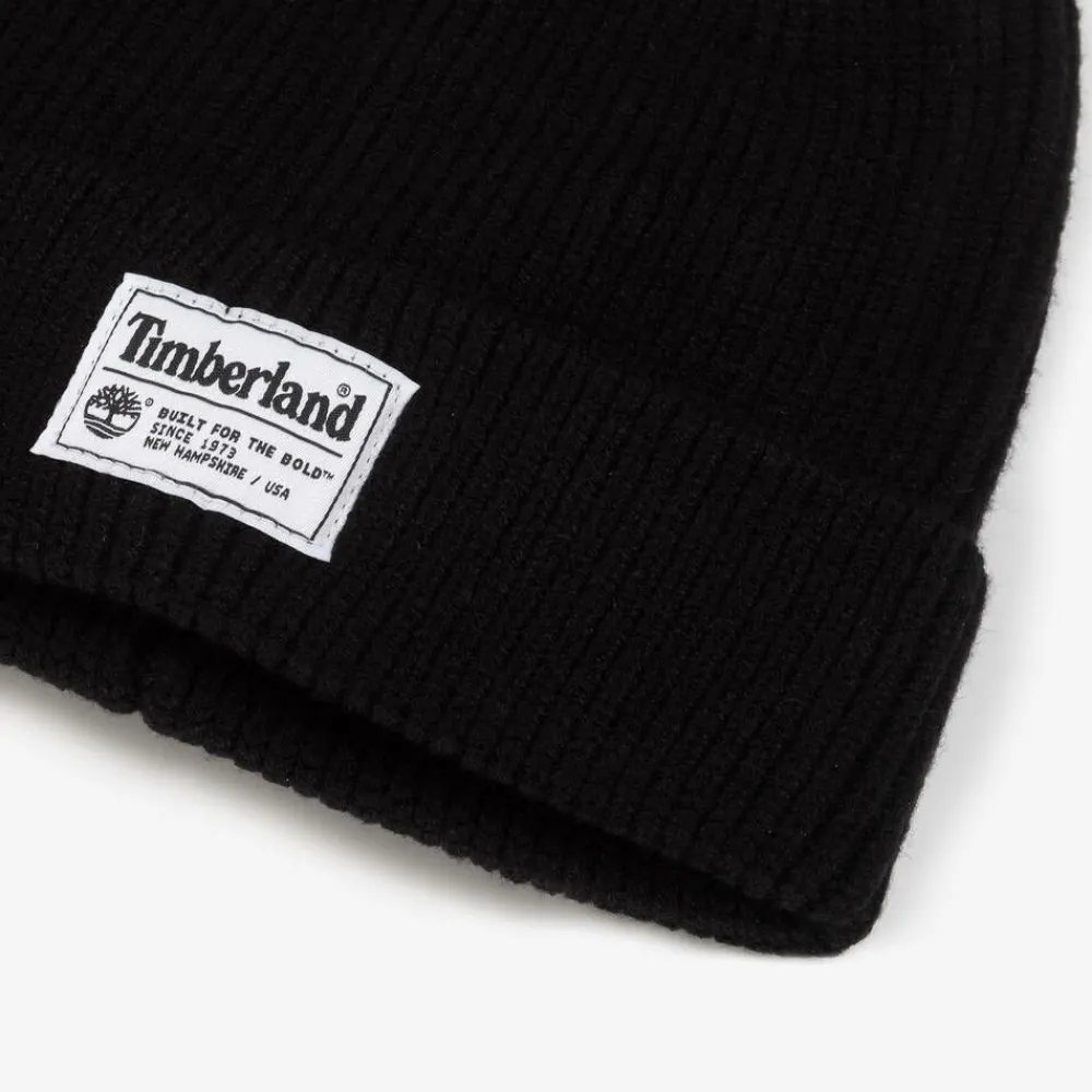Timberland Hats*Boys Black Ribbed Beanie Hat