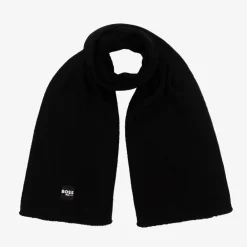 BOSS Scarves*Boys Black Ribbed Knit Scarf