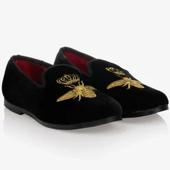 Romano Loafers & Moccasins|Loafers & Moccasins*Boys Black Velvet Bee Shoes