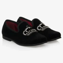 Romano Loafers & Moccasins|Loafers & Moccasins*Boys Black Velvet Crown Shoes