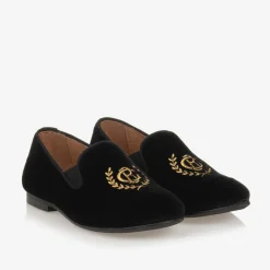 Beatrice amp; George Loafers & Moccasins|Loafers & Moccasins*Boys Black Velvet Monogram Loafers