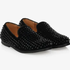 Romano Loafers & Moccasins|Loafers & Moccasins*Boys Black Velvet Studded Loafers