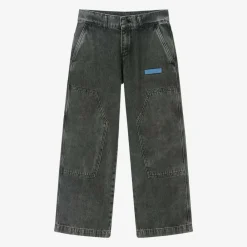 Palm Angels Trousers*Boys Black Washed Denim Jeans