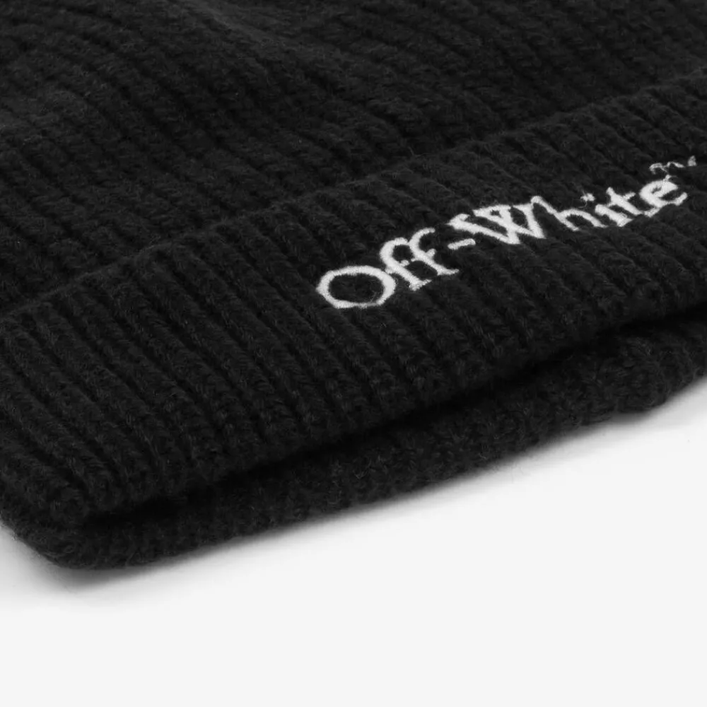 Off-White Hats*Boys Black Wool & Cotton Knit Beanie