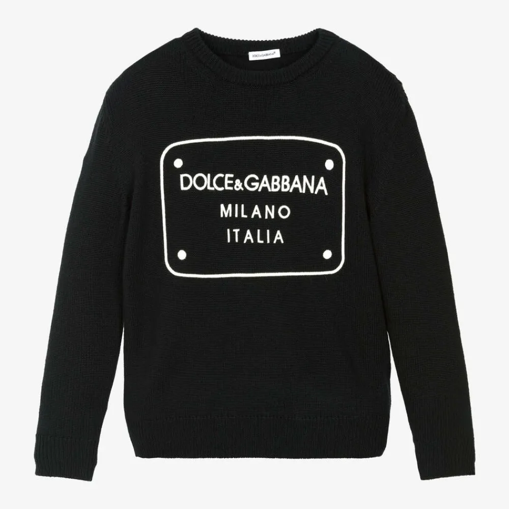 Dolce amp; Gabbana Tops*Boys Black Wool Knit Sweater