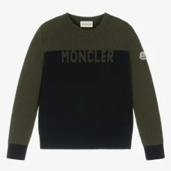 Moncler Enfant Tops*Boys Blue & Green Wool Knit Sweater