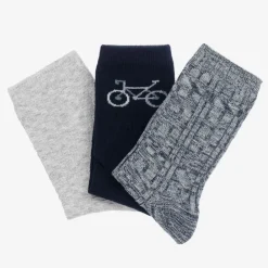 Mayoral Socks*Boys Blue & Grey Cotton Socks (3 Pack)
