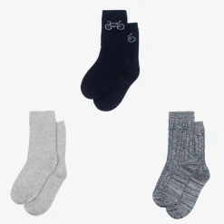 Mayoral Socks*Boys Blue & Grey Cotton Socks (3 Pack)