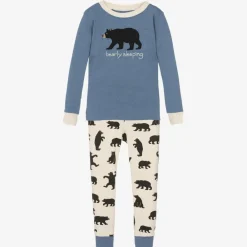 Little Blue House by Hatley Nightwear*Boys Blue & Ivory Cotton Bear Pyjamas
