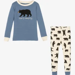 Little Blue House by Hatley Nightwear*Boys Blue & Ivory Cotton Bear Pyjamas