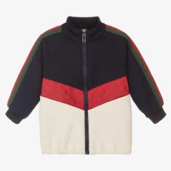 Gucci Tops*Boys Blue & Ivory Zip-Up Top