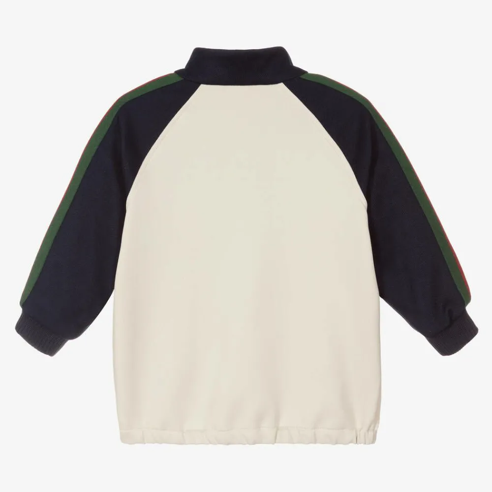 Gucci Tops*Boys Blue & Ivory Zip-Up Top
