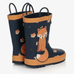 Chipmunks Rain Boots|Rain Boots*Boys Blue & Orange Fox Rain Boots