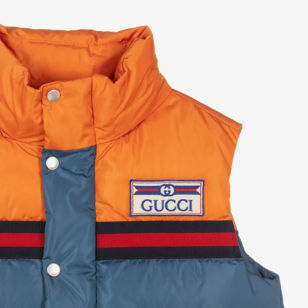 Gucci Coats & Jackets*Boys Blue & Orange Puffer Gilet
