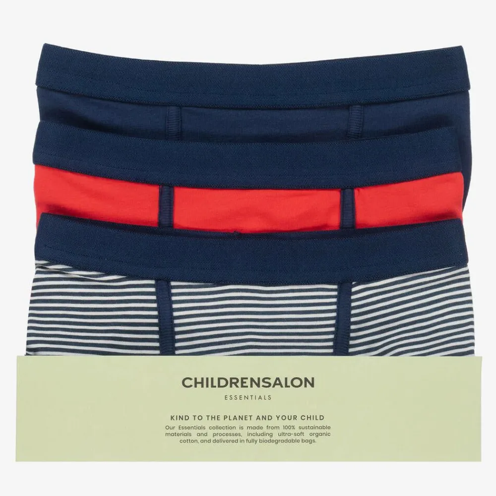 Childrensalon Essentials Underwear*Boys Blue & Red Organic Boxer Briefs (3 Pack)