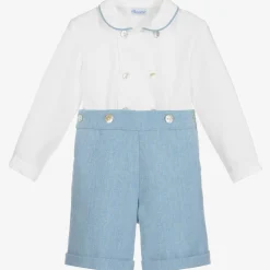 Ancar Outfit Sets|Outfit Sets*Boys Blue & White Cotton Buster Suit