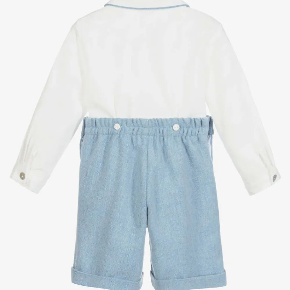 Ancar Outfit Sets|Outfit Sets*Boys Blue & White Cotton Buster Suit