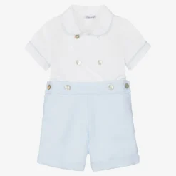 Ancar Outfit Sets|Outfit Sets*Boys Blue & White Cotton Buster Suit