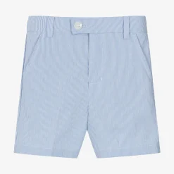 Childrensalon Occasions Shorts*Boys Blue & White Striped Cotton Shorts