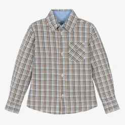 Dr. Kid Tops*Boys Blue Check Cotton Shirt