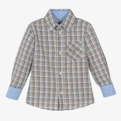 Dr. Kid Tops*Boys Blue Check Cotton Shirt