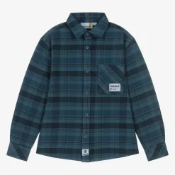 Timberland Tops*Boys Blue Check Cotton Shirt