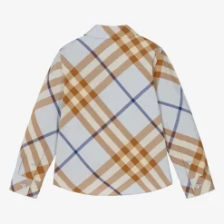 Burberry Tops*Boys Blue Check Cotton Shirt SlateBlue