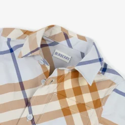 Burberry Tops*Boys Blue Check Cotton Shirt SlateBlue