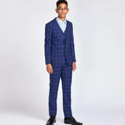 Romano Suits*Boys Blue Check Suit