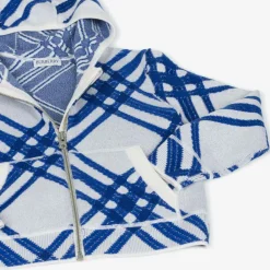 Burberry Tops*Boys Blue Check Wool Zip-Up Hoodie SaltCheck