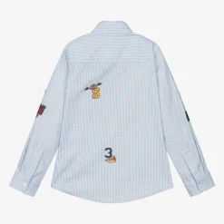 Lapin House Tops*Boys Blue Checked Cotton Shirt