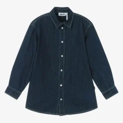 Molo Tops*Boys Blue Cotton & Linen Denim Shirt