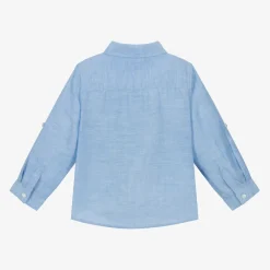 Mayoral Tops*Boys Blue Cotton & Linen Shirt