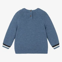 Mayoral Tops*Boys Blue Cotton & Wool Knit Robot Sweater