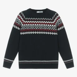 Dr. Kid Tops*Boys Blue Cotton & Wool Knit Sweater