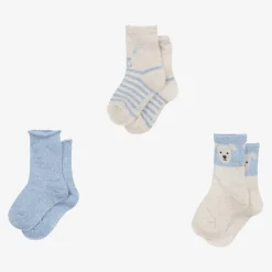 Mayoral Socks|Socks*Boys Blue Cotton Bear Socks (3 Pack)