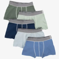 Petit Bateau Underwear*Boys Blue Cotton Boxer Shorts (5 Pack)