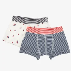 Petit Bateau Underwear*Boys Blue Cotton Boxer Shorts (2 Pack)