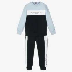 Tommy Hilfiger Tracksuits*Boys Blue Cotton Colourblock Tracksuit