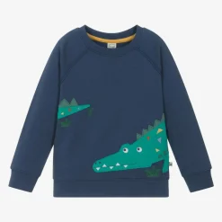 Frugi Tops*Boys Blue Cotton Crocodile Sweatshirt