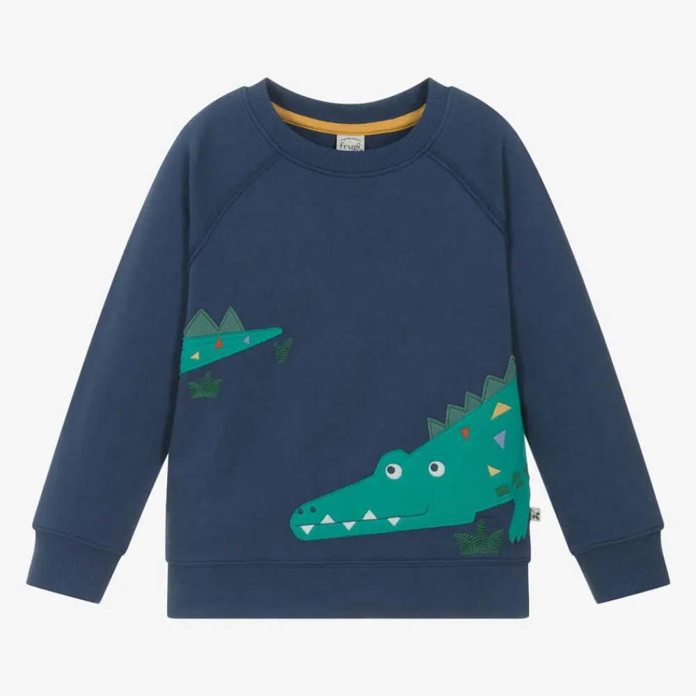Frugi Tops*Boys Blue Cotton Crocodile Sweatshirt