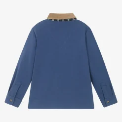 Lapin House Tops*Boys Blue Cotton Deer Print Polo Shirt